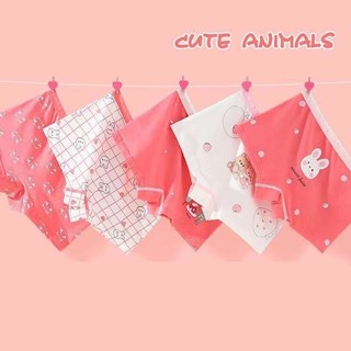 [T40 Combo 4 quần chip] Quần chip đùi bé gái, quần lót trẻ em cotton cao cấp đáy lót thông hơi hình thỏ đỏ trắng