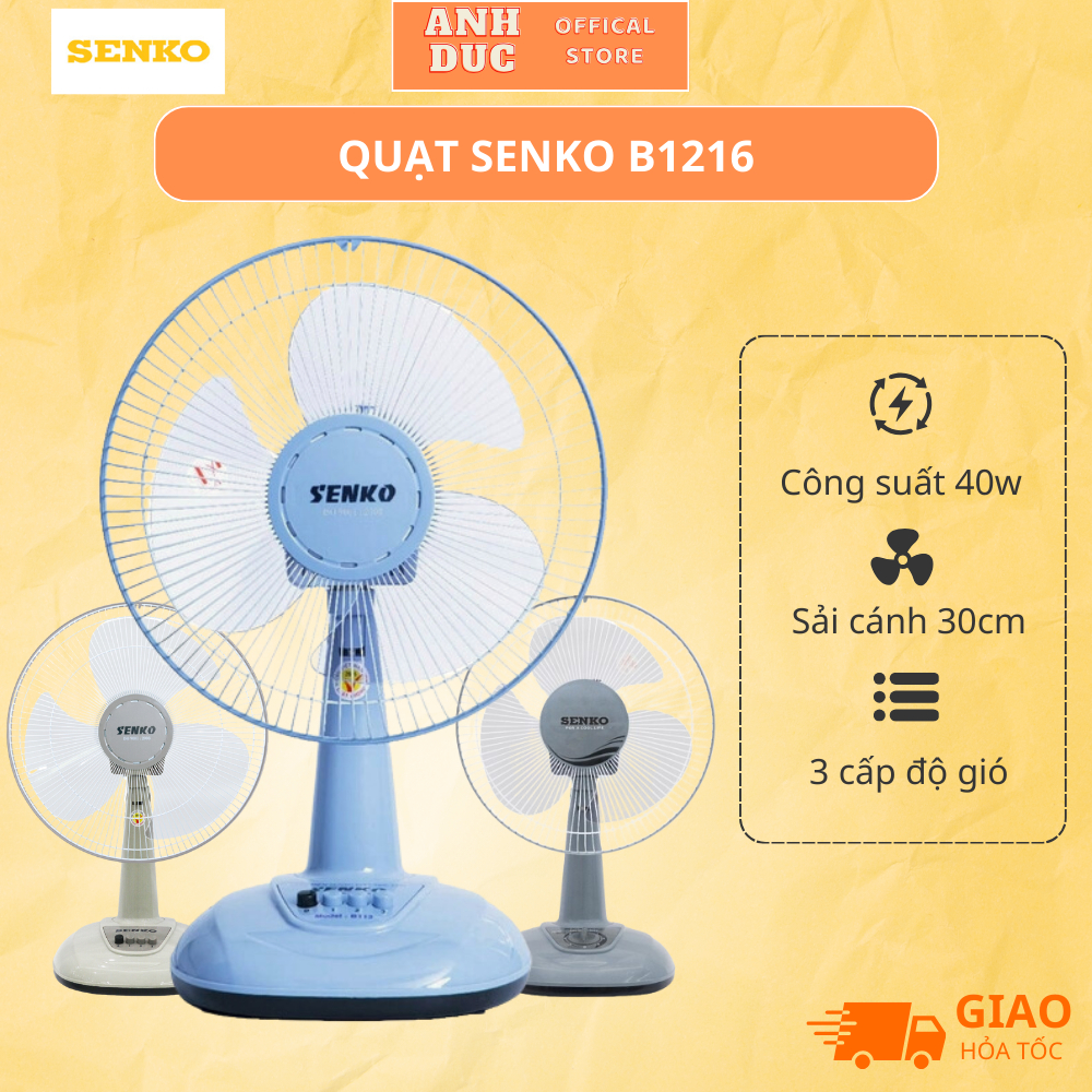 Quạt Điện Senko B1216 Để Bàn Công Suất 40W , 3 Tốc Độ Gió Siêu Mát ...