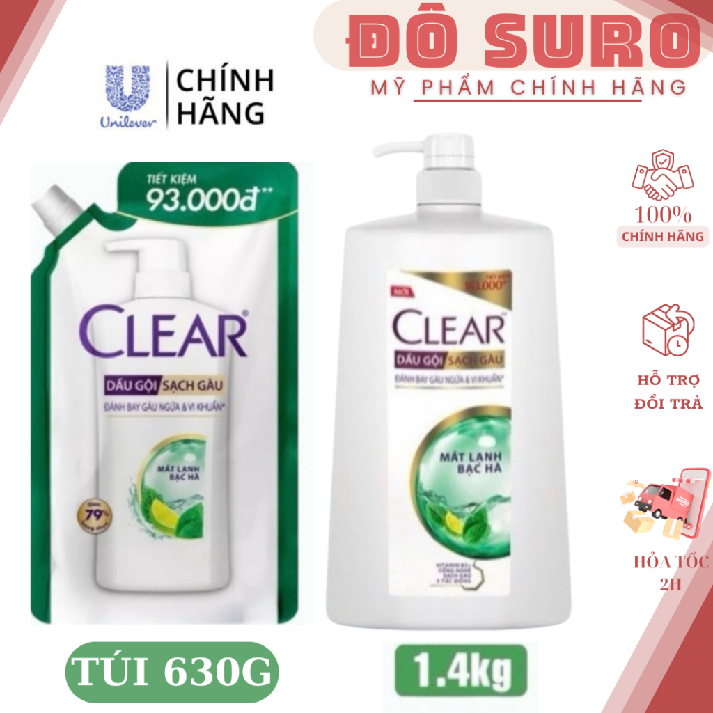 Dầu gội Clear sạch gàu mát lạnh 1.4kg