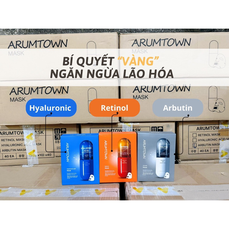 Combo 5-10 miếng Mặt Nạ Arumtown Mask 23ml hạn 2028 Cấp Ẩm, Dưỡng Sáng, Làm Dịu và Đều Màu Da  IS184