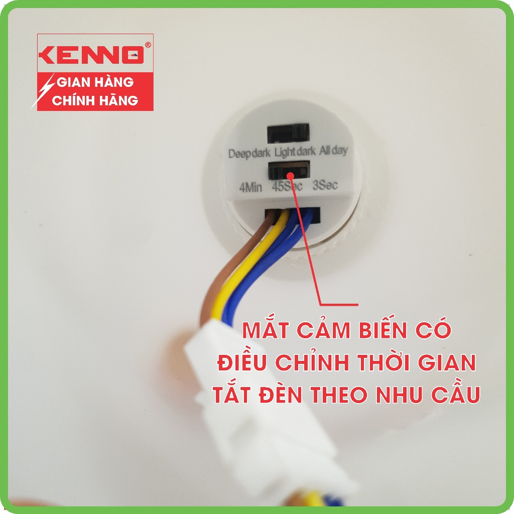 Đèn ốp trần led KENNO tròn cảm ứng chuyển động hồng ngoại OPTCM 18W, 24W ánh sáng trắng