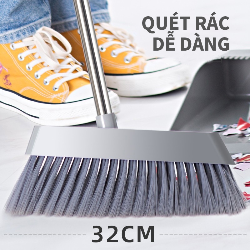 ICON Chổi kèm hót rác Bộ Chổi Quét Nhà Kèm Hốt Rác Cán Dài 2 trong 1 tiện lợi Chổi quét nhà thông minh