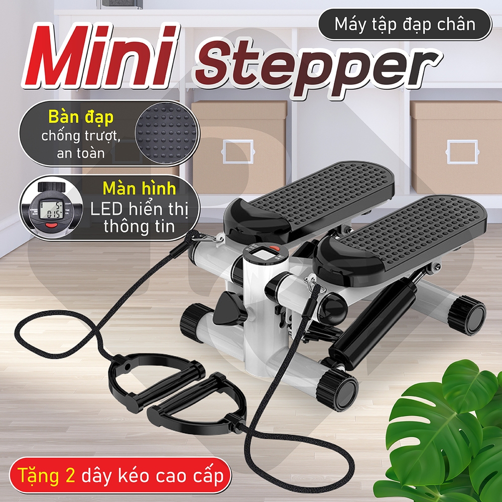 Ảnh BG - Máy Chạy Bộ Tại Chỗ MINI STEPPER MSP101 có dây kéo + đồng hồ 3
