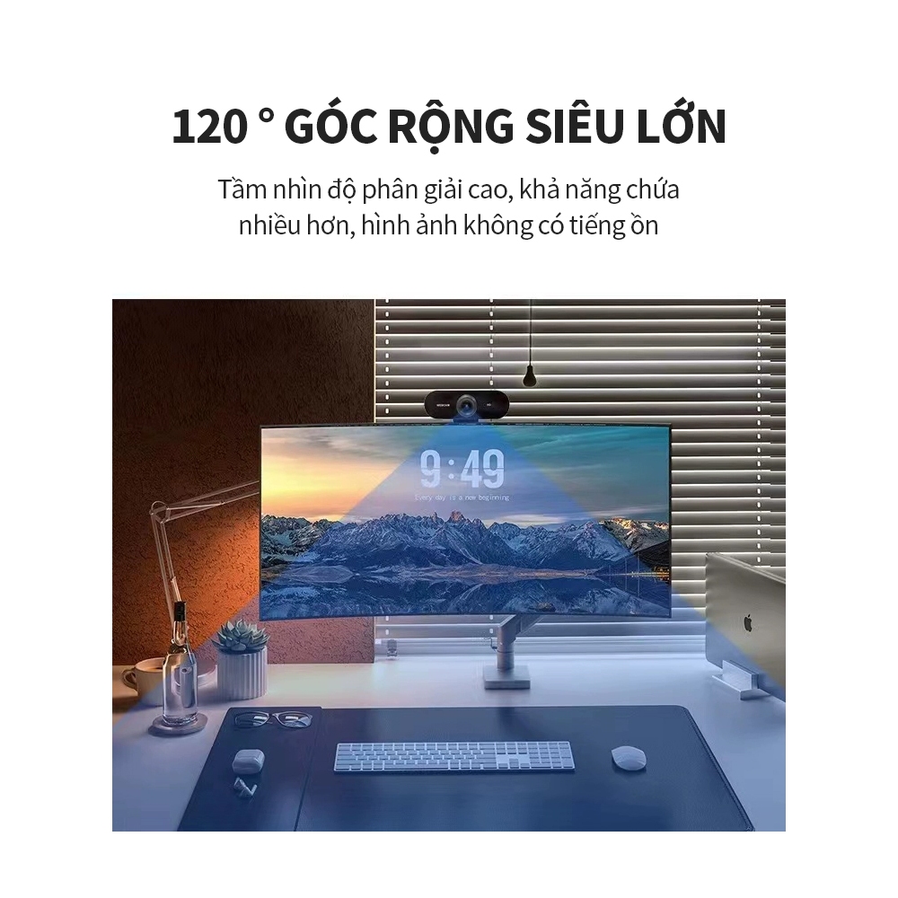 Webcam ICON Q-20 Độ Phân Giải 4K/2K - Livestream & Họp Online Sắc Nét, Có Mic, Tương Thích PC/Laptop