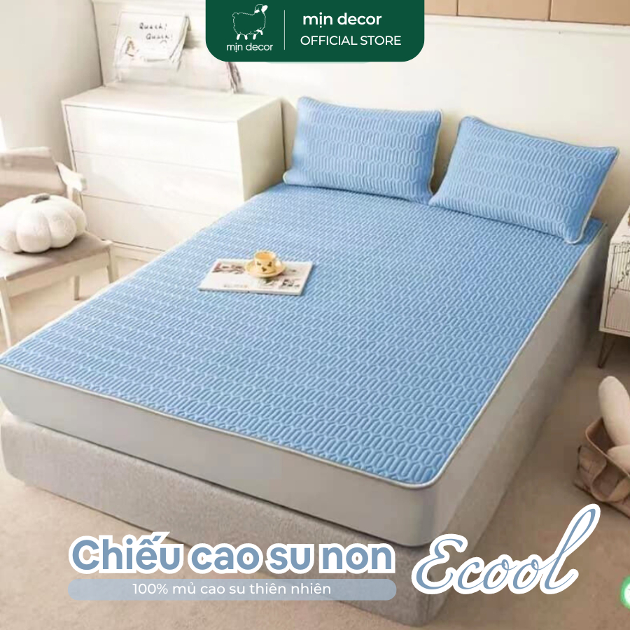 Ảnh Chiếu Điều Hoà Cao Su Non E-cool Mịn Decor Tặng Kèm 2 Vỏ Gối Nằm, Chiếu Dày 3mm Mềm Mát Màu Trơn 4