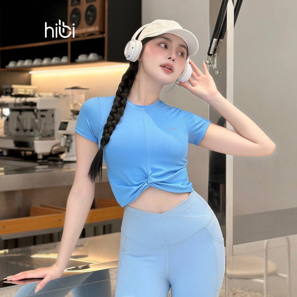 Ảnh Áo croptop tay ngắn tập Yoga Gym Hibi Sports CR816, kiểu xoắn nơ, kèm mút ngực 1