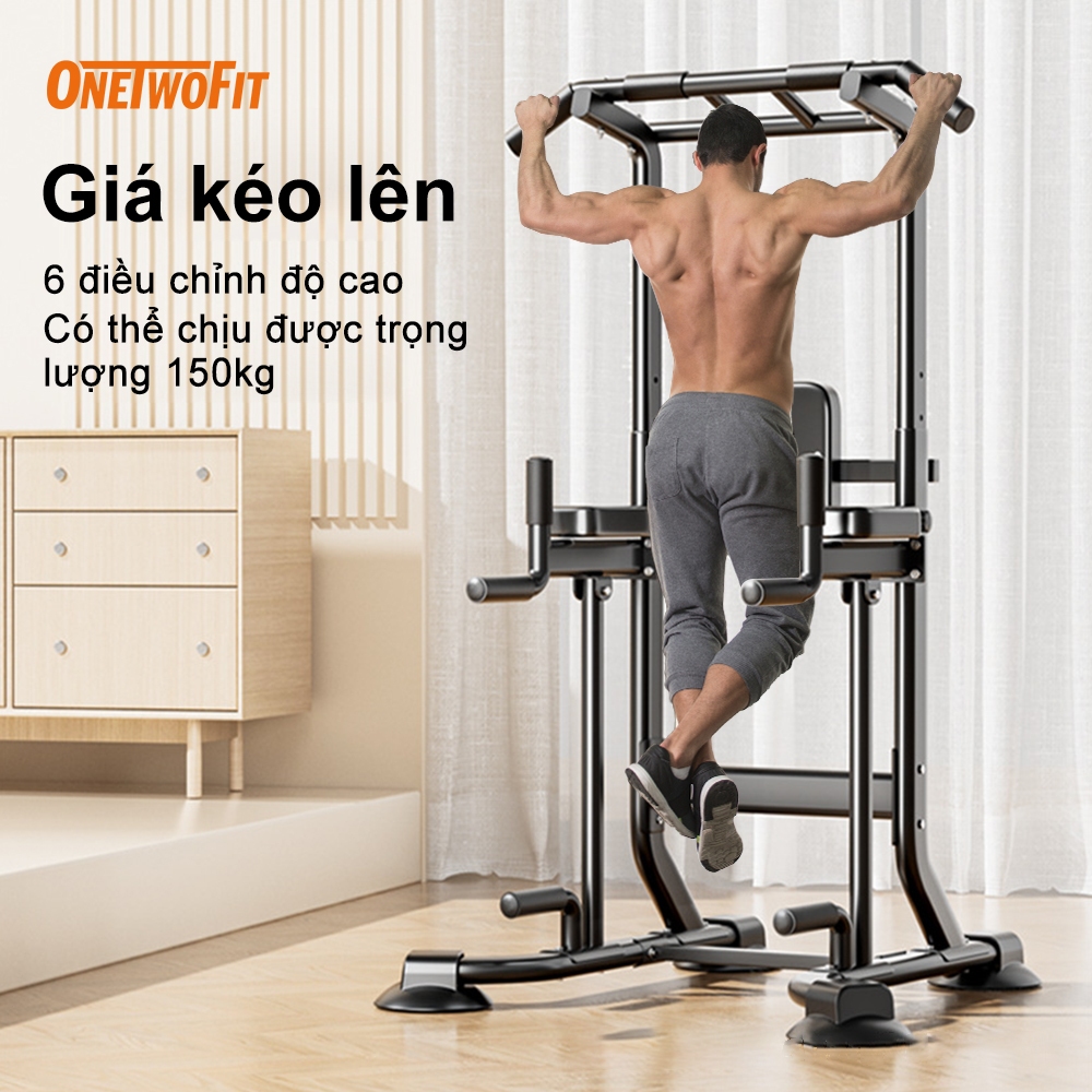 Ảnh OneTwoFit Xà đơn xà kép Có đệm Pull Up Bar 6 điều chỉnh độ cao Chịu được 150kg, xà đơn đa năng 1