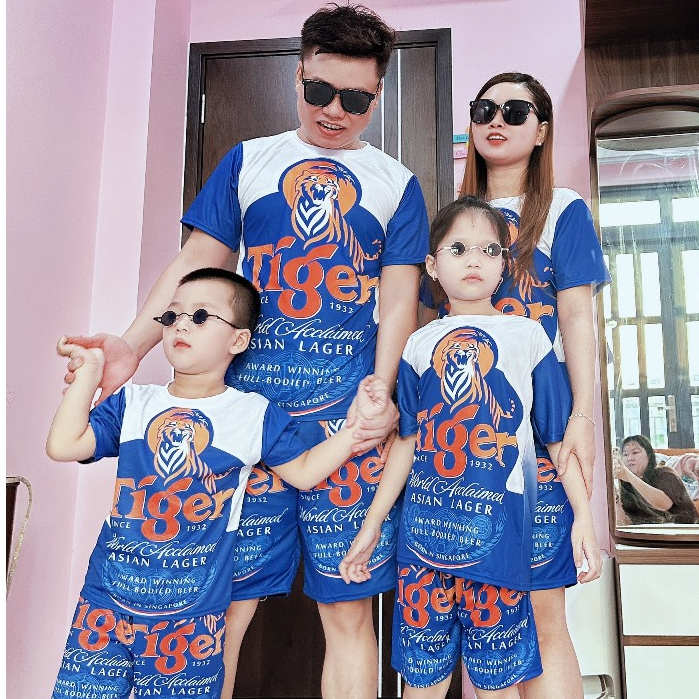 Đồ bộ thể thao nam in 3D ❤️THUN LẠNH❤️ mùa hè thoáng mát ,set quần áo họa tiết BIA TIGER XANH Kl1