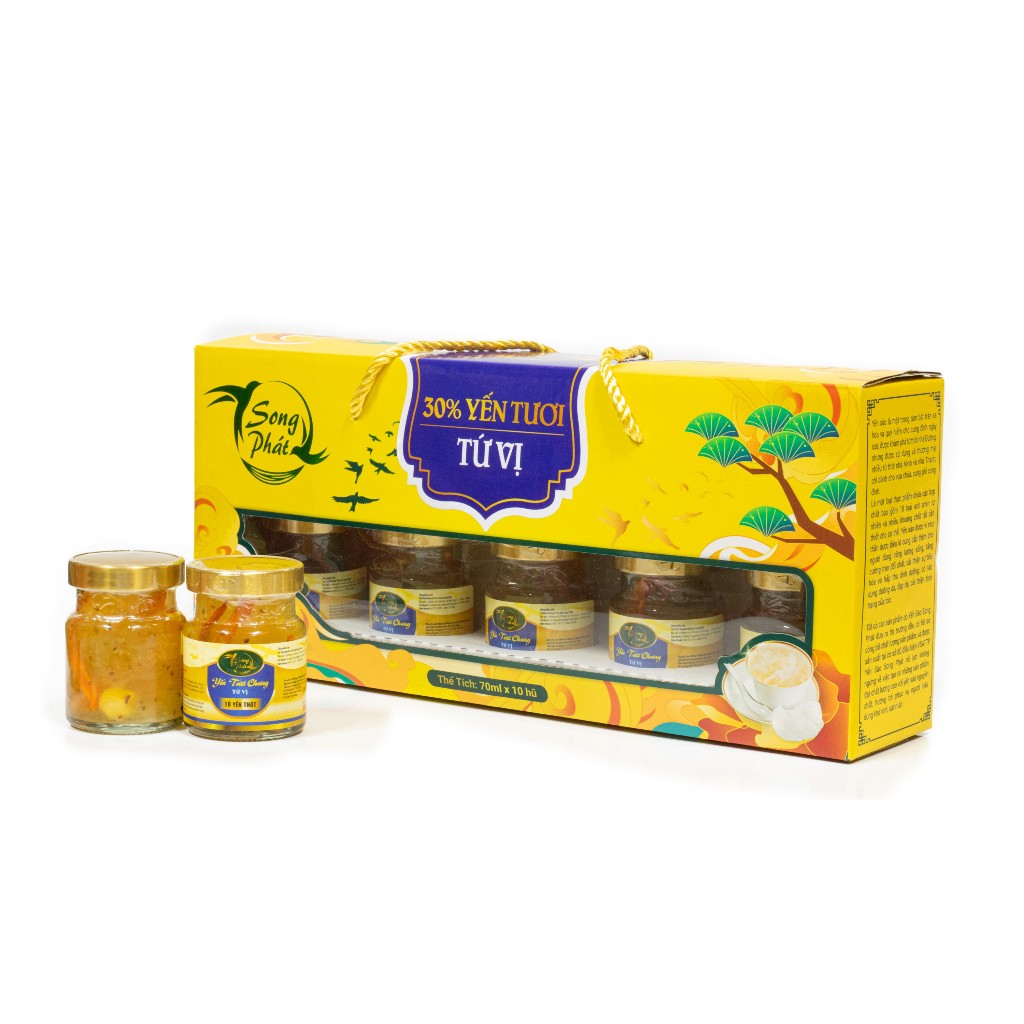 Hộp quà 10 hũ Tổ yến chưng Tứ Vị Song Phát 70ml