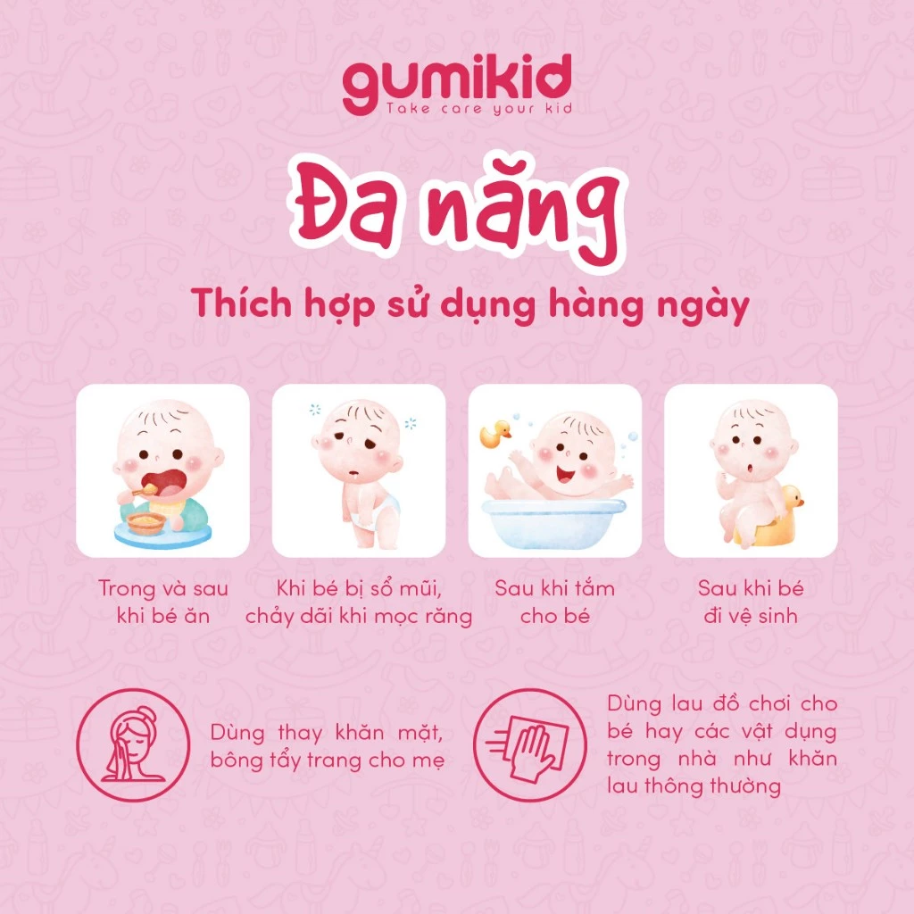 KHĂN VẢI KHÔ ĐA NĂNG DÀNH CHO MẸ VÀ BÉ GUMI 300/600/ 900g ảnh 3
