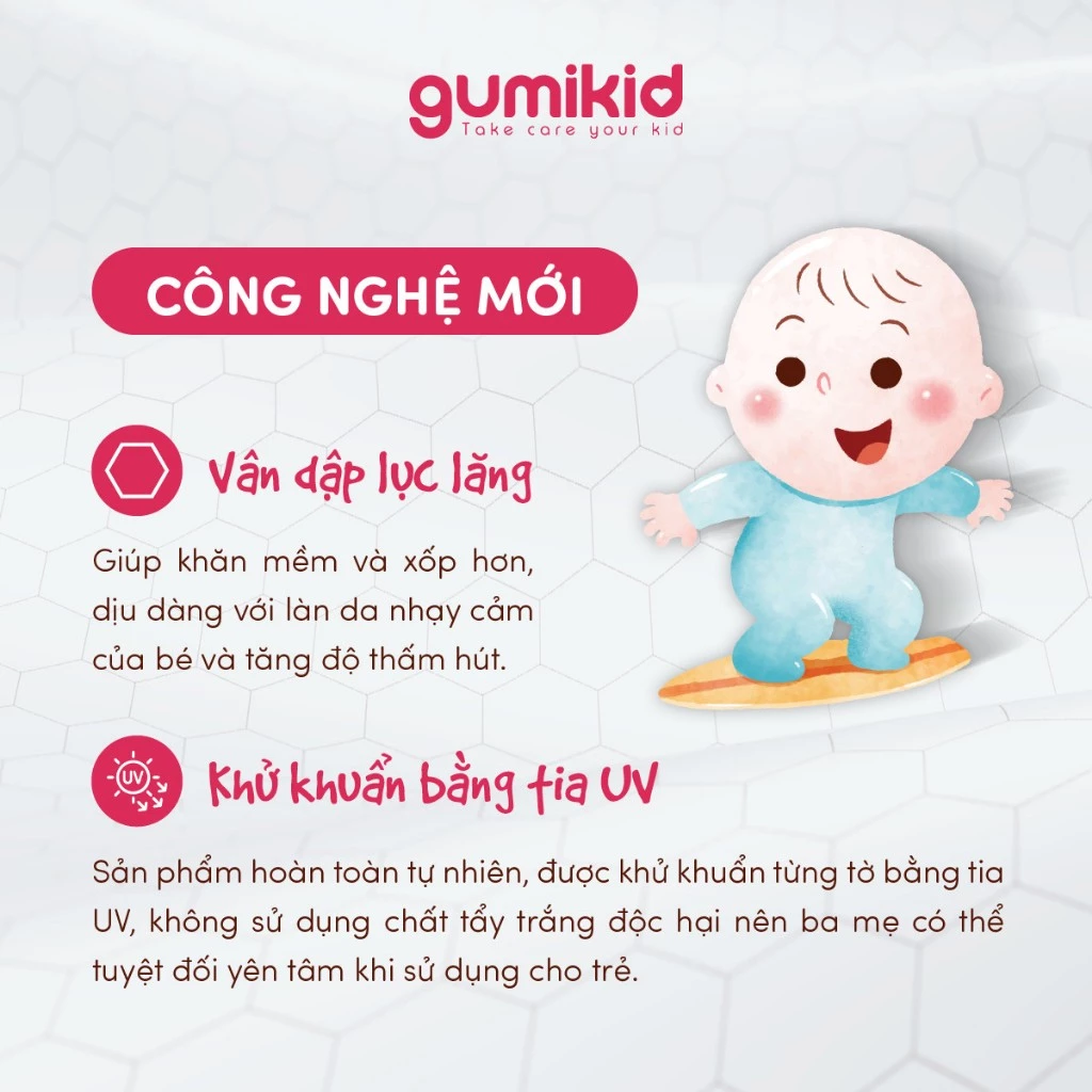 KHĂN VẢI KHÔ ĐA NĂNG DÀNH CHO MẸ VÀ BÉ GUMI 300/600/ 900g ảnh 4