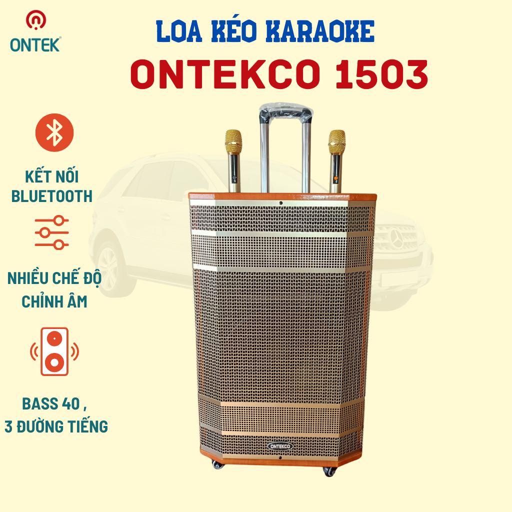 Loa kéo karaoke ONTEKCO 1503|1503 PROMAX kết nối Bluetooth Bass 40cm ...