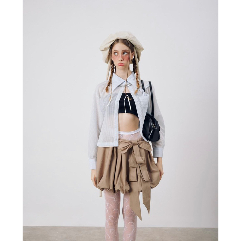 Remmus - Mia Shirt | Áo sơ mi xuyên thấu sọc croptop cho nữ