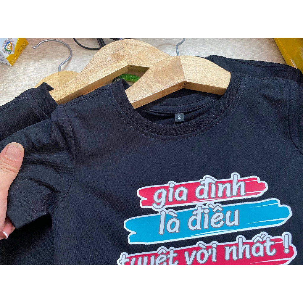 Combo Áo Thun Gia Đình FIGTREE Màu Đen Hình In " Gia Đình Là Điều Tuyệt Vời Nhất" Siêu Yêu Cho Cả Nhà