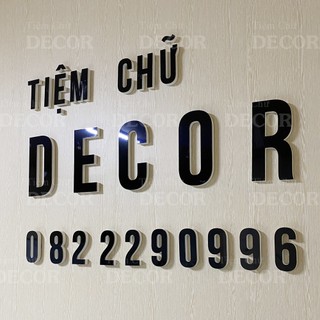 Chữ Nổi Đen Gương 10cm dày 15mm T1 In Hoa Dán Tường Trang Trí Tiệm - Chữ 3D Decor Biển quảng cáo Chất Liệu Fomex Alu