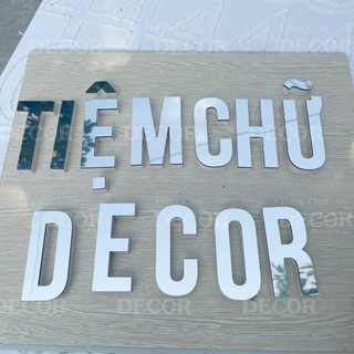 Chữ Nổi Bạc Gương 10cm dày 15mm T1 In Hoa Dán Tường Trang Trí Tiệm - Chữ 3D Decor Biển quảng cáo Chất Liệu Fomex Alu
