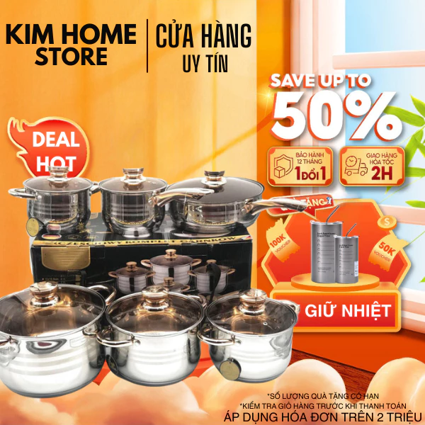 Bộ Nồi Đức 6 Món , Bộ Nồi Inox Cao Cấp, Bộ Nồi Đức 5 Đáy Chính Hãng , Siêu Dày Siêu Bền Cho Gia Đình Nội Trợ — ảnh 1