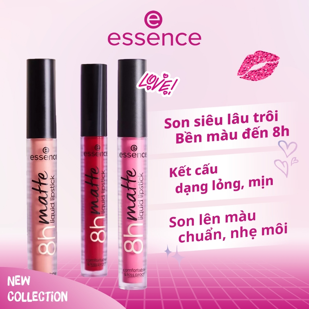 Son kem lì Essence Matte Liquid Lipstick 8h siêu bền màu sắc hồng cá tính năng động 2,5ml