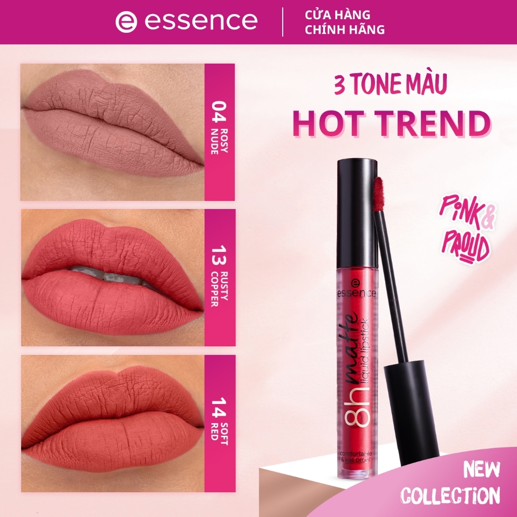 Son kem lì Essence Matte Liquid Lipstick 8h siêu bền màu sắc hồng cá tính năng động 2,5ml