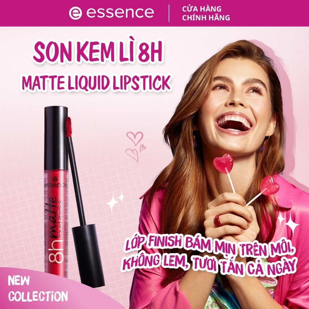Son kem lì Essence Matte Liquid Lipstick 8h siêu bền màu sắc hồng cá tính năng động 2,5ml