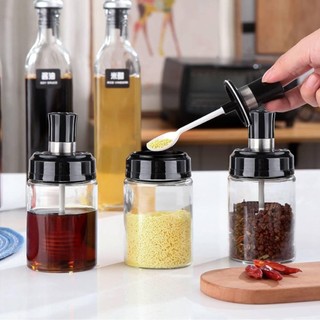 Hũ Đựng Gia Vị, Bằng Thủy Tinh Trong Suốt Kèm Muỗng Tiện Lợi