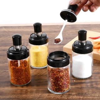 Hũ Đựng Gia Vị, Bằng Thủy Tinh Trong Suốt Kèm Muỗng Tiện Lợi