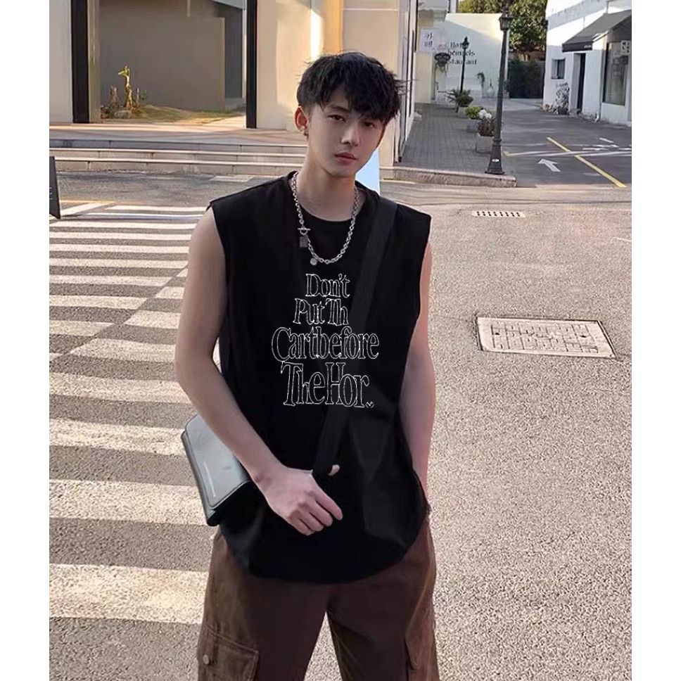 Áo Ba Lỗ  Nam TankTop Họa Tiết Chữ Nét Viền JayZey Form Rộng Rãi Thoáng Mát Chất Vải Cotton