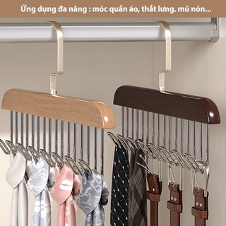 Móc gỗ  treo quần áo đa năng thông minh,Móc treo quần tiện dụng xoay 360 độ