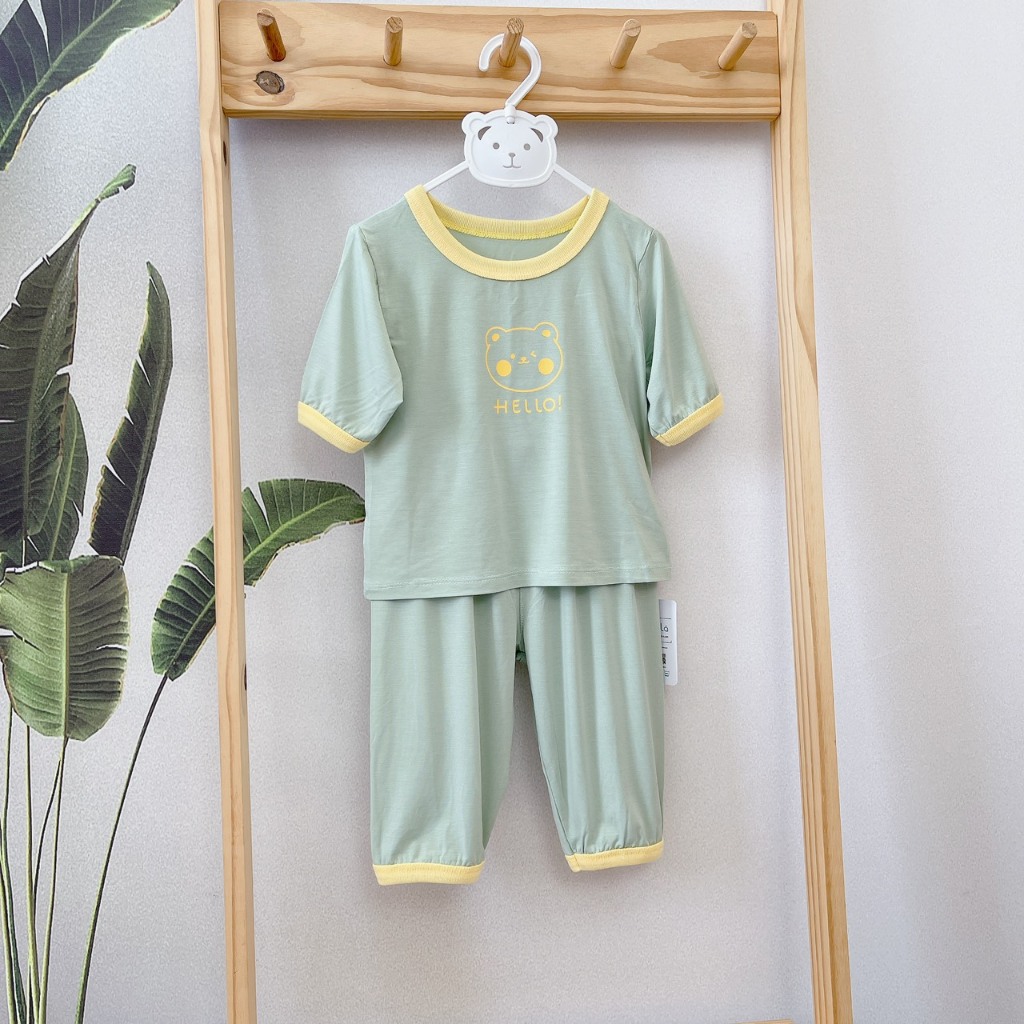 Bộ lửng cho bé vải modal A133 Áo Lá Homewear, bộ hè cho bé trai gái sợi sồi siêu mướt mát