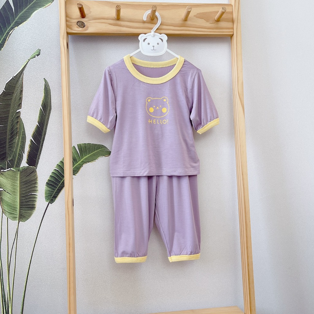 Bộ lửng cho bé vải modal A133 Áo Lá Homewear, bộ hè cho bé trai gái sợi sồi siêu mướt mát