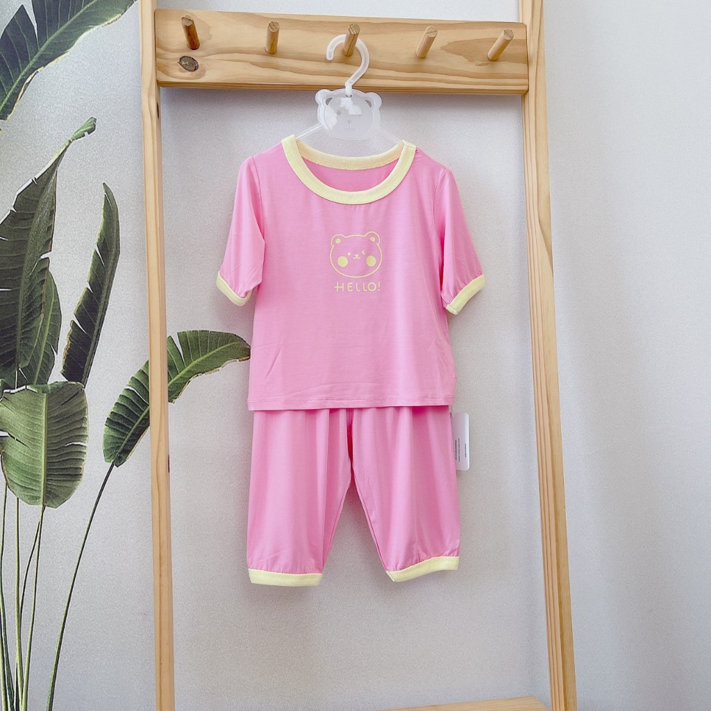 Bộ lửng cho bé vải modal A133 Áo Lá Homewear, bộ hè cho bé trai gái sợi sồi siêu mướt mát