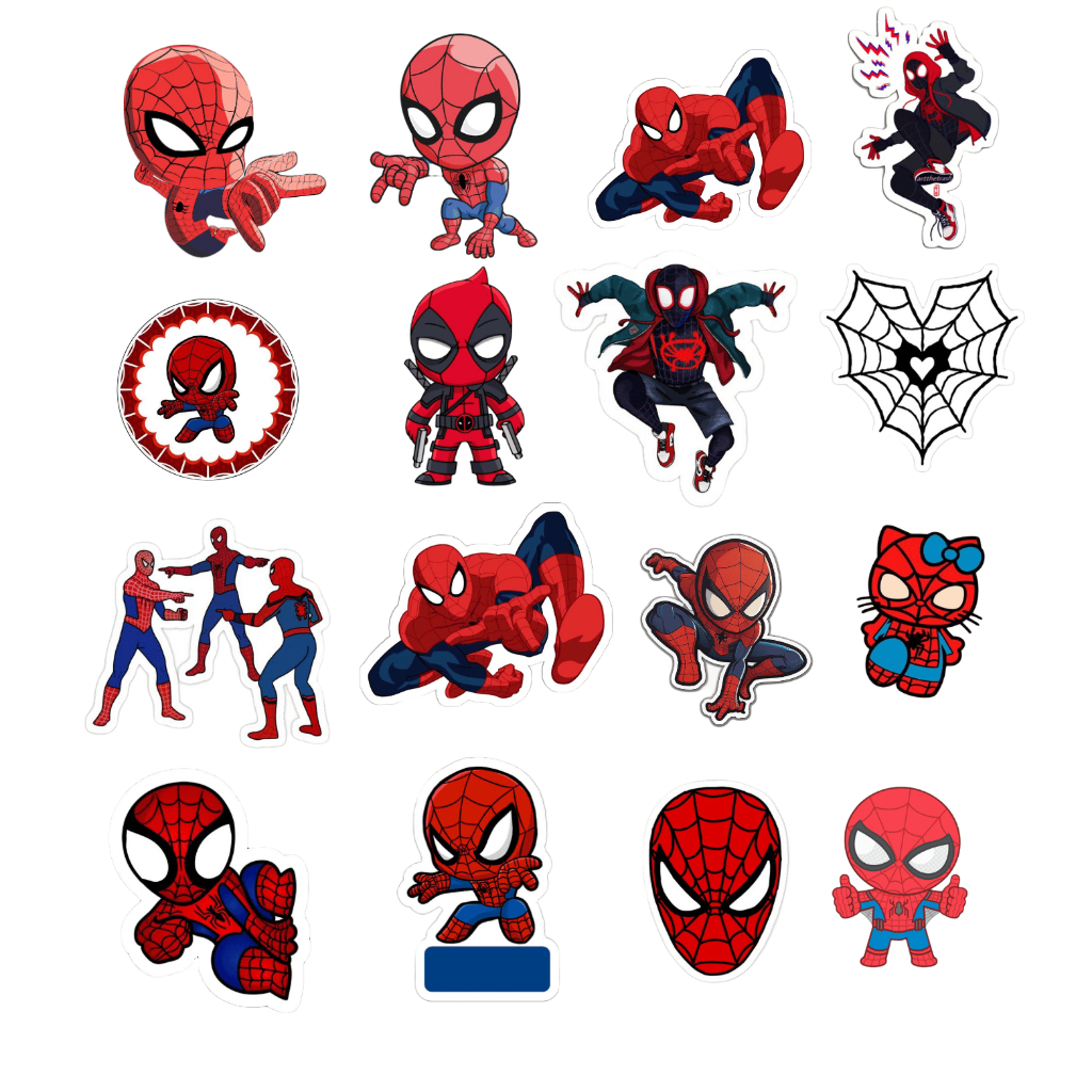60 Sticker Spider man marvel  trang trí sổ tay note book laptop mũ bảo hiểm chống nước tốt