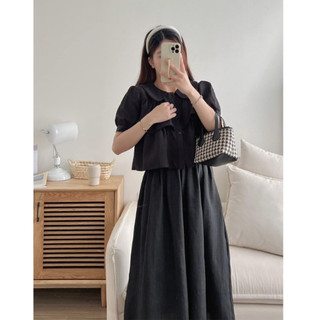 Áo babydoll nữ tay phồng bo gấu cổ tiểu thư hai tầng dễ thương vải xốp đôi mềm mịn CÓ BIGSIZE SM163