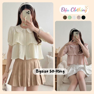 Áo babydoll nữ tay phồng bo gấu cổ tiểu thư hai tầng dễ thương vải xốp đôi mềm mịn CÓ BIGSIZE SM163