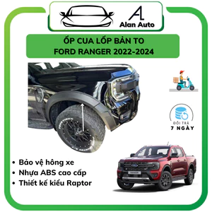 Ốp cua lốp FORD RANGER WT 2023-2026, Kiểu Raptor trơn Bản To, cua bánh ranger 2023-2026