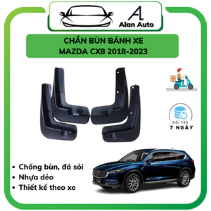 Chắn bùn bánh ô tô Mazda Cx8 2018-2022 bộ chắn bùn 4 bánh xe, Nhựa dẻo bền bỉ