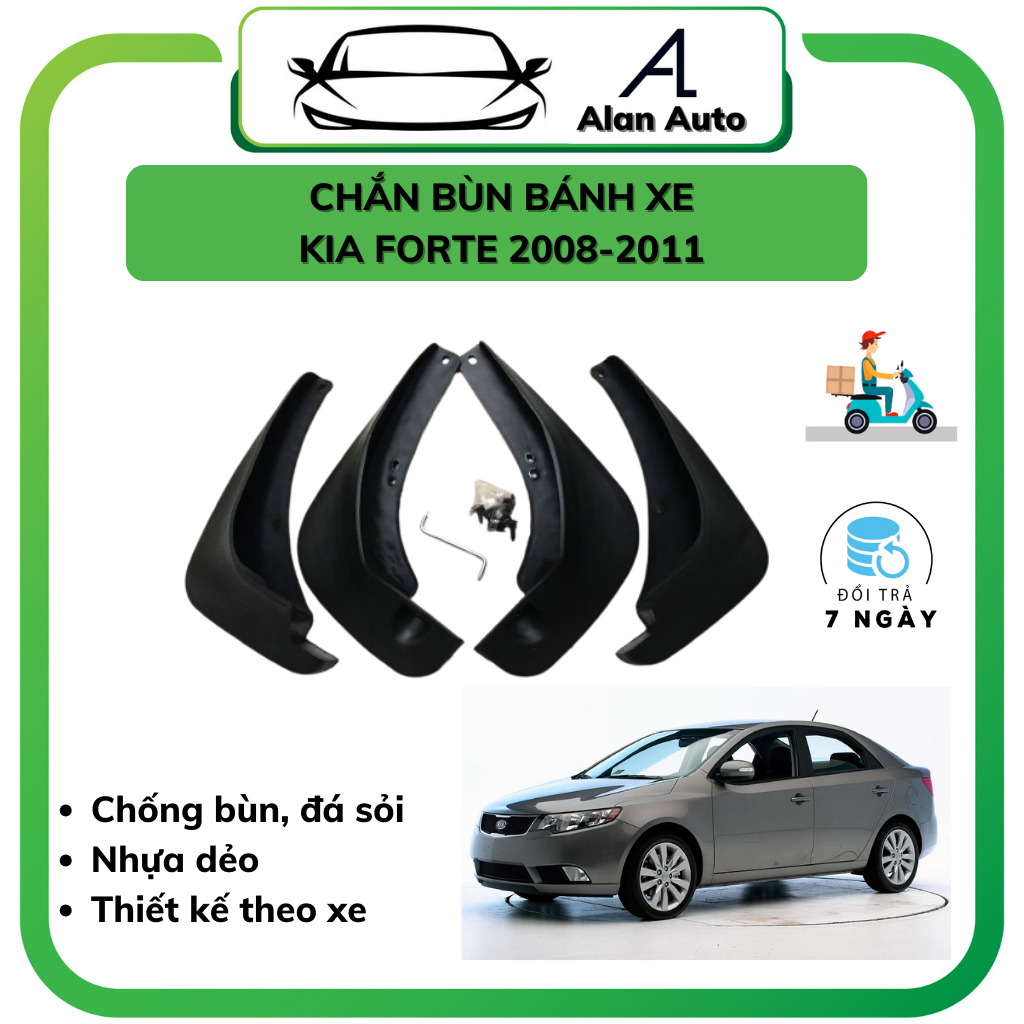 Chắn bùn bánh xe KIA FORTE 2007 - 2011, Chắn bùn NHỰA DẺO hạn chế bùn đất