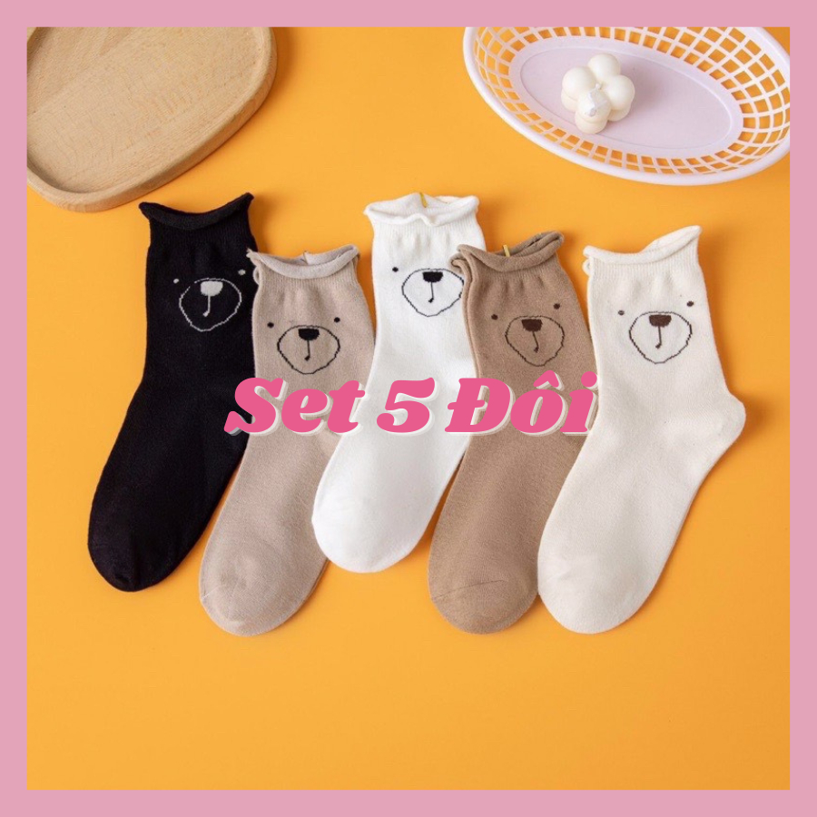 Vớ cao cổ con gấu Phong Cách Hàn Quốc Cho Nữ Sinh