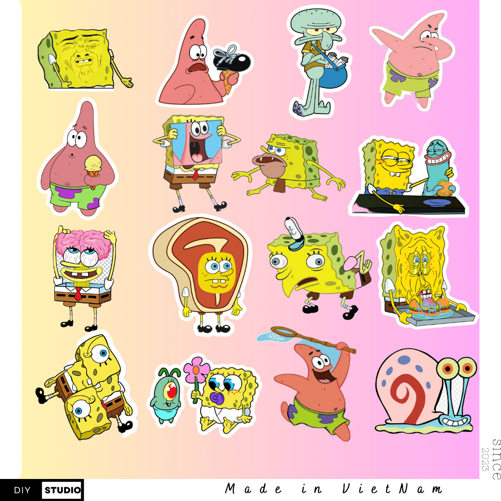 60 sticker Bọt Biển zalo cute phô mai que
