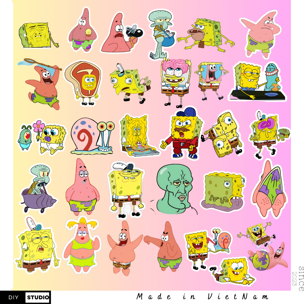 60 sticker Bọt Biển zalo cute phô mai que