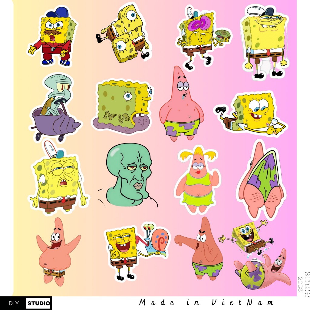 60 sticker Bọt Biển zalo cute phô mai que