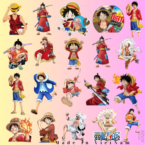 60 sticker ONE PIECE siêu đẹp siêu ngầu  trang trí sổ tay note book laptop mũ bảo hiểm chống nước tốt