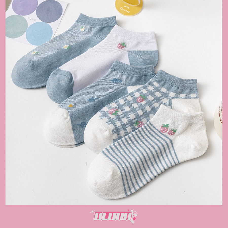 Tất Chân Vớ Chân Nữ Cotton In Hình Kute