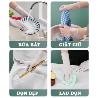Hộp 30 Đôi Găng Tay Cao Su Nấu Ăn, Bao Tay Rửa Chén Vệ Sinh Nhà Cửa