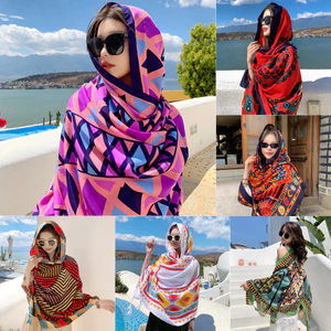 Khăn BOHO Đi Biển Nữ, Khăn Choàng Cổ Họa Tiết Thổ Cẩm Nhiều Màu Đa Dạng Mẫu Mã Siêu Dễ Thương 90x180cm - HOTI - KCB012
