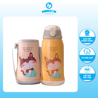 Bình nước giữ nhiệt Hermon Inox 2 nắp 600ml kèm cốc