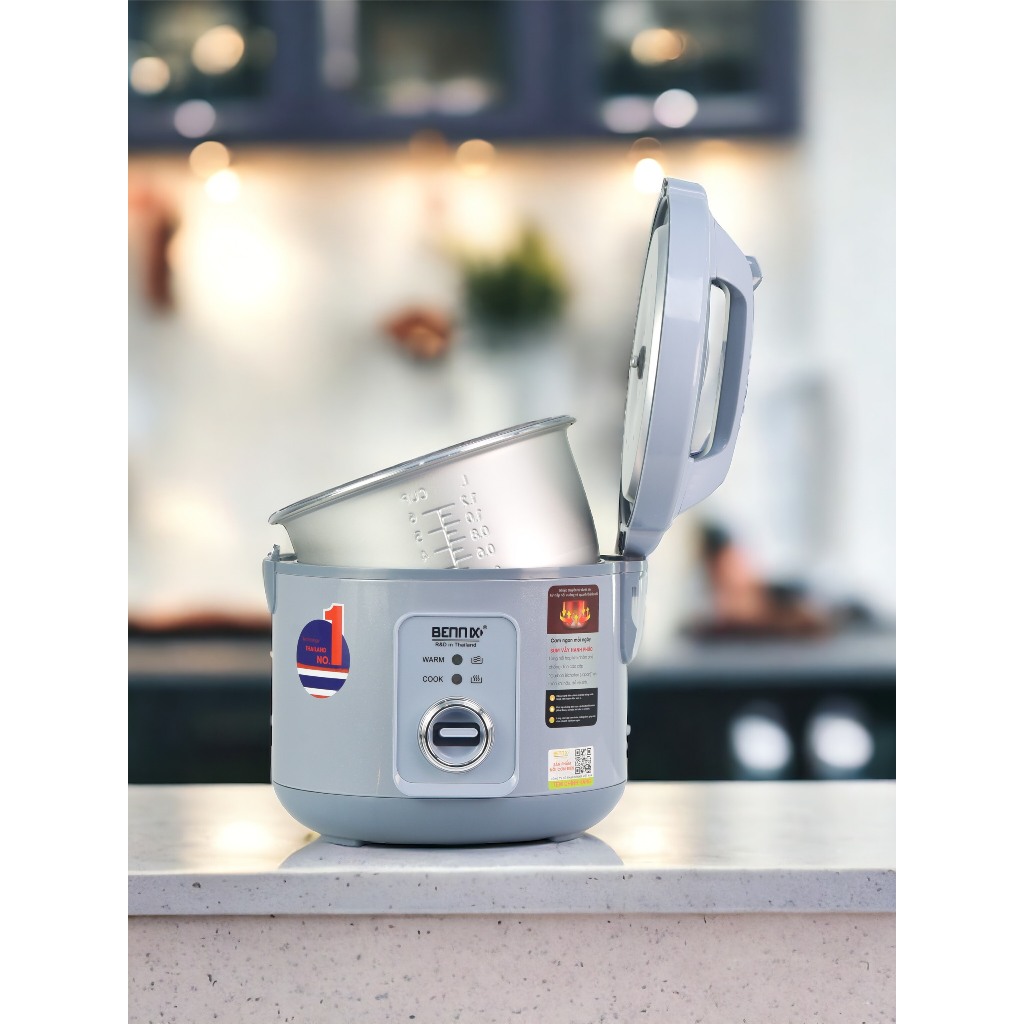 Nồi cơm điện Mini Bennix BN - 12NK ,dung tích 1,2L,chống dính siêu bền, bảo hành 2 năm