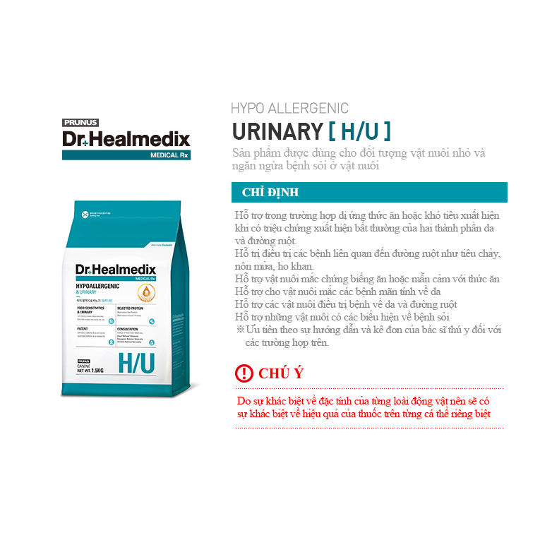 Thức Ăn Hạt Ngừa Sỏi Thận Cho Chó Dr.Healmedix Hypoallergenic Urinary - Túi 1.5kg