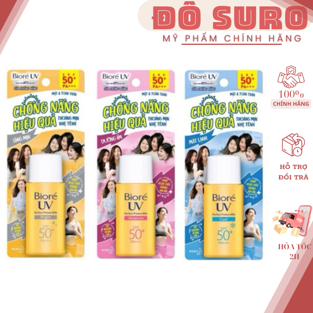 Sữa Chống Nắng Mát Lạnh , Dưỡng Âm, Dưỡng Trắng Bioré UV Perfect Protect Milk SPF50 PA+++ 25ml
