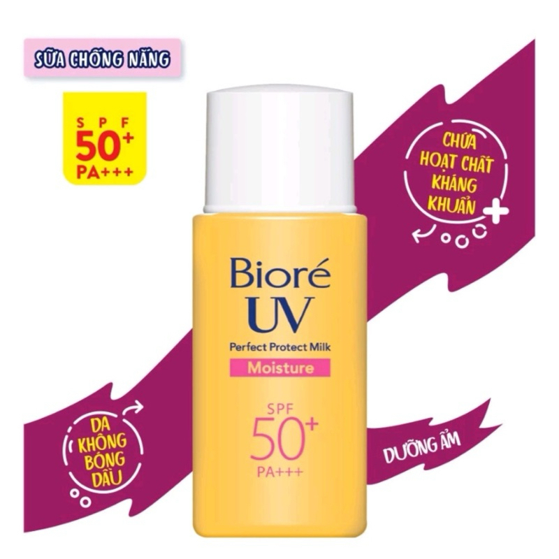 Sữa Chống Nắng Mát Lạnh , Dưỡng Âm, Dưỡng Trắng Bioré UV Perfect Protect Milk SPF50 PA+++ 25ml